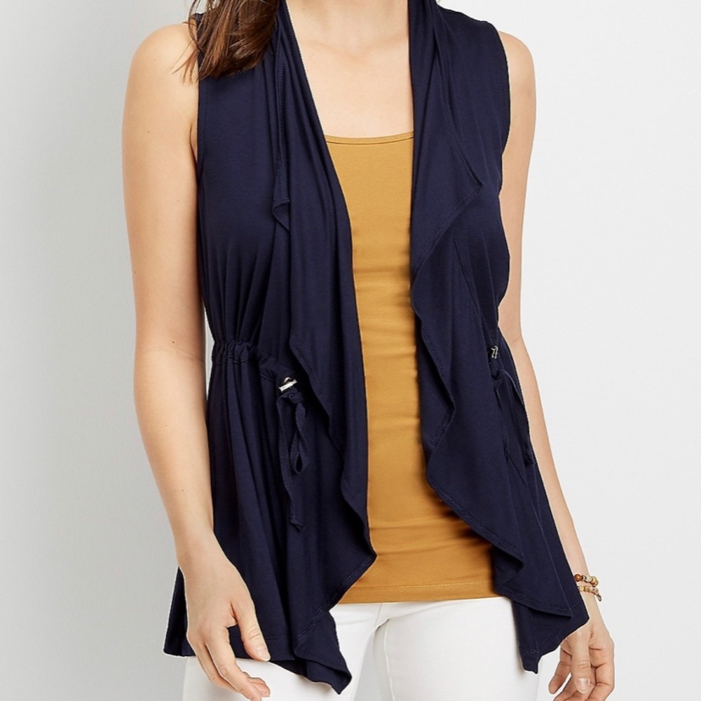 Maurices Navy Blue Cinched Waist Vest